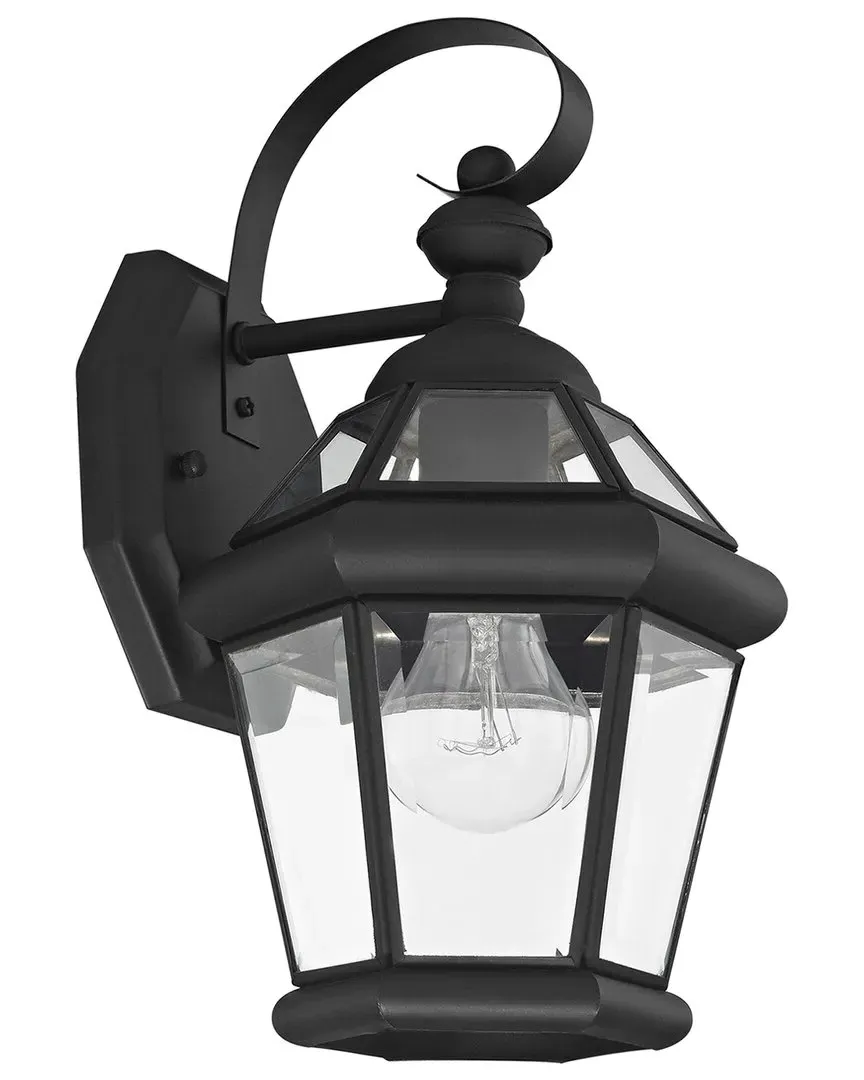 Georgetown 1-Light Outdoor Wall Lantern - Black, Brass image