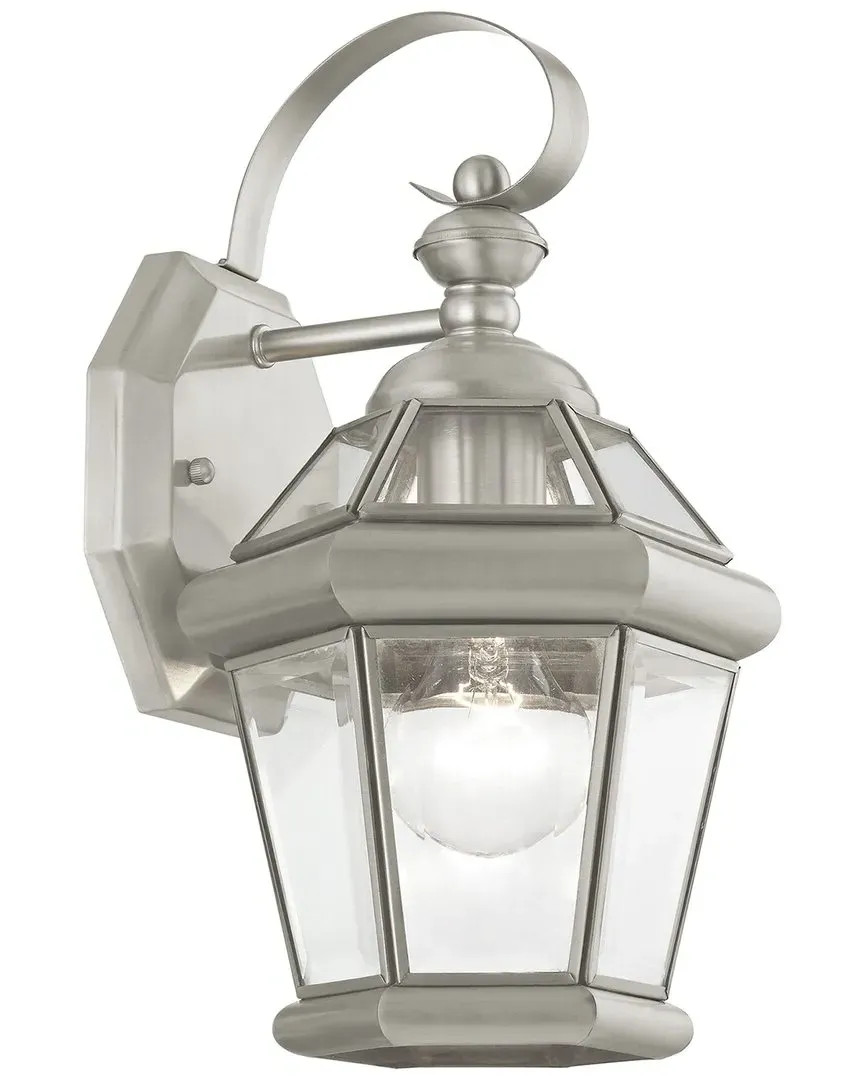 Georgetown 1-Light Outdoor Wall Lantern - Brushed Nickel, Brass