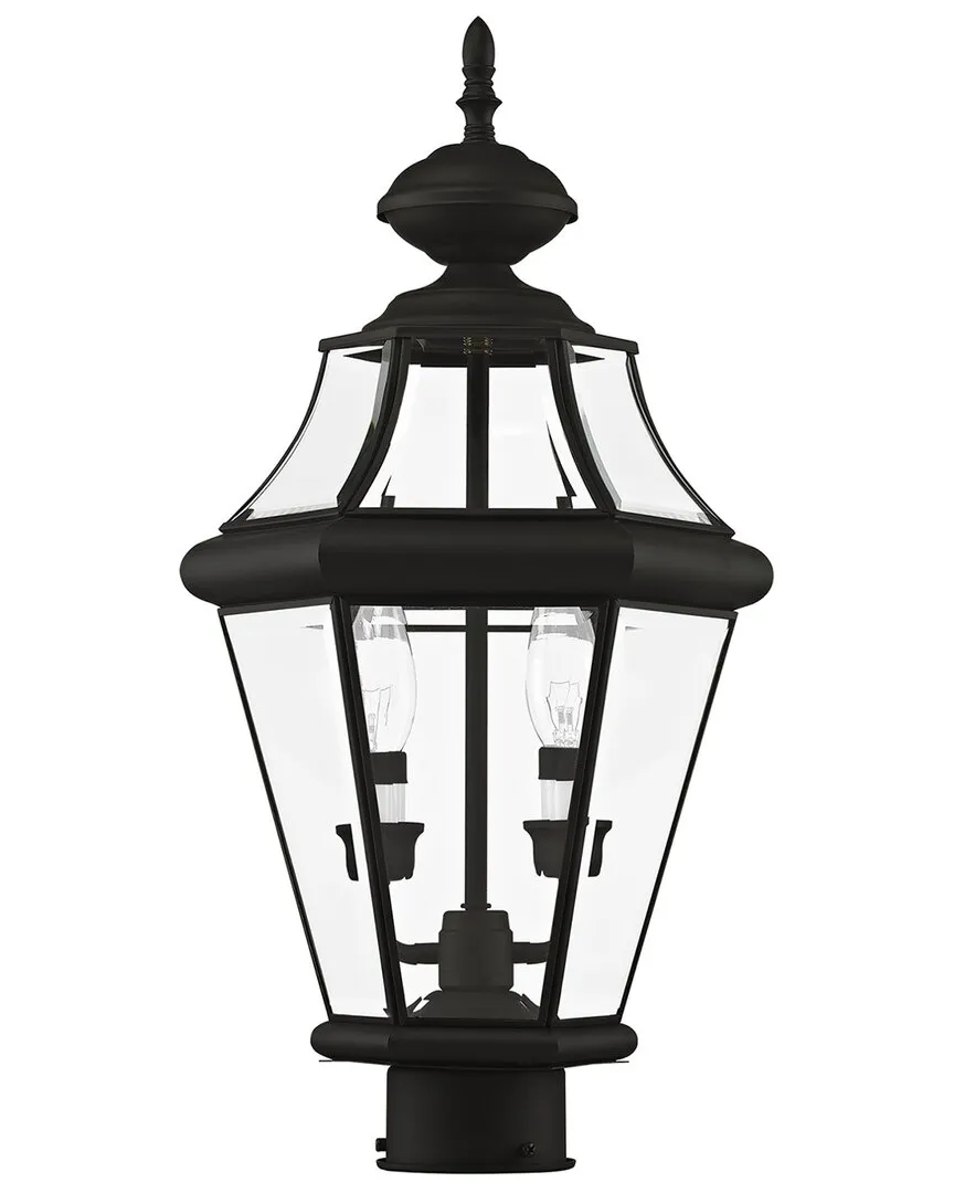 Georgetown 2-Light Outdoor Post Lantern - Black, Brass image