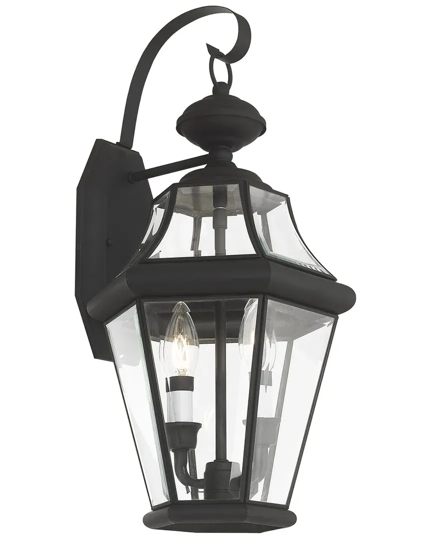 Georgetown 2-Light Outdoor Wall Lantern - Black, Brass
