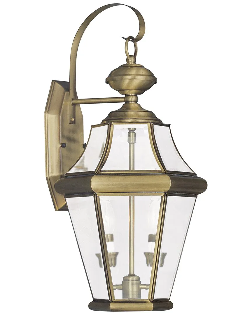 Georgetown 2-Light Outdoor Wall Lantern - Brass