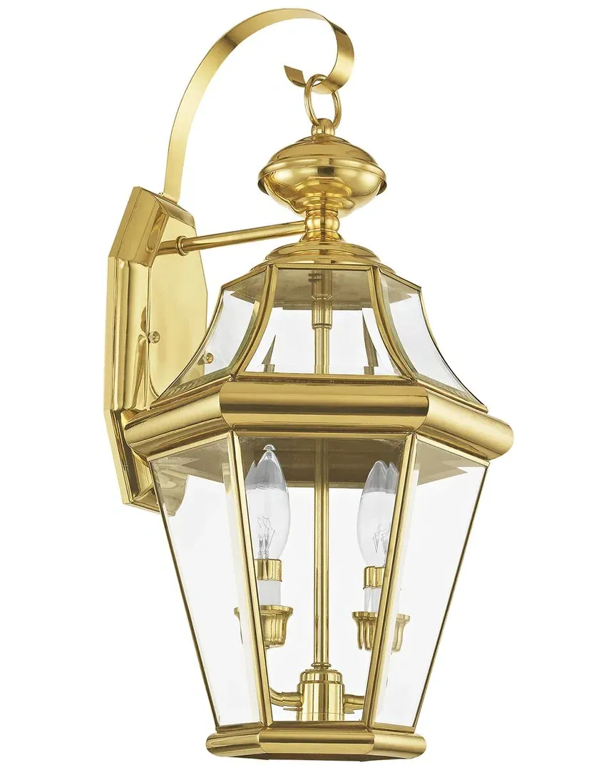 Georgetown 2-Light Outdoor Wall Lantern - Gold, Brass