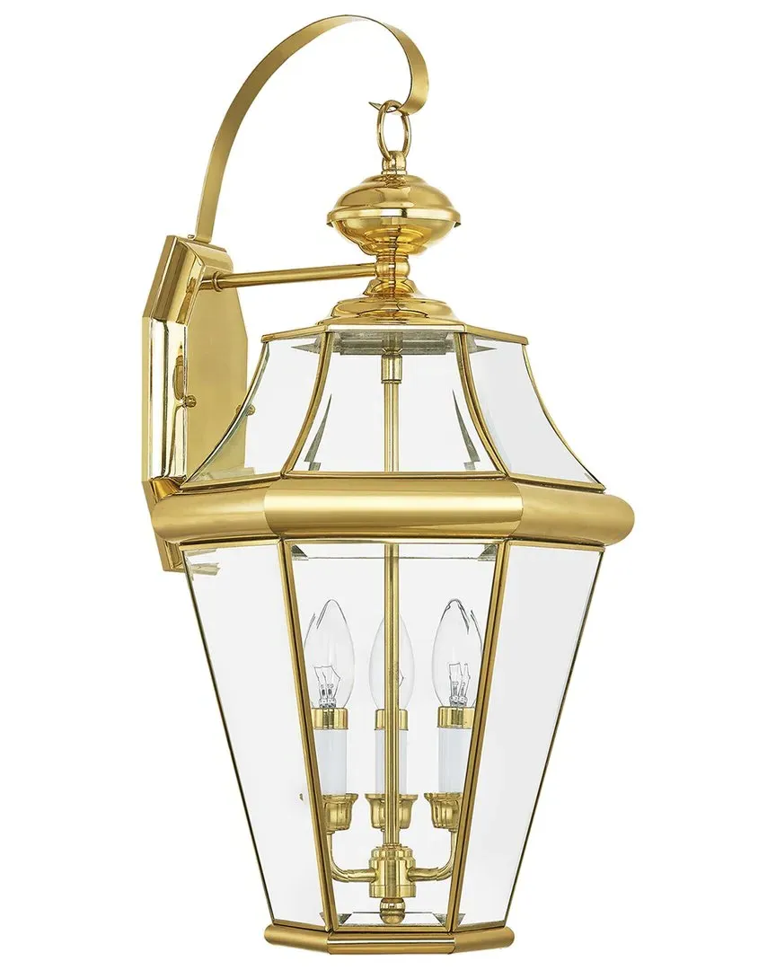 Georgetown 3-Light Outdoor Wall Lantern - Polished Brass image