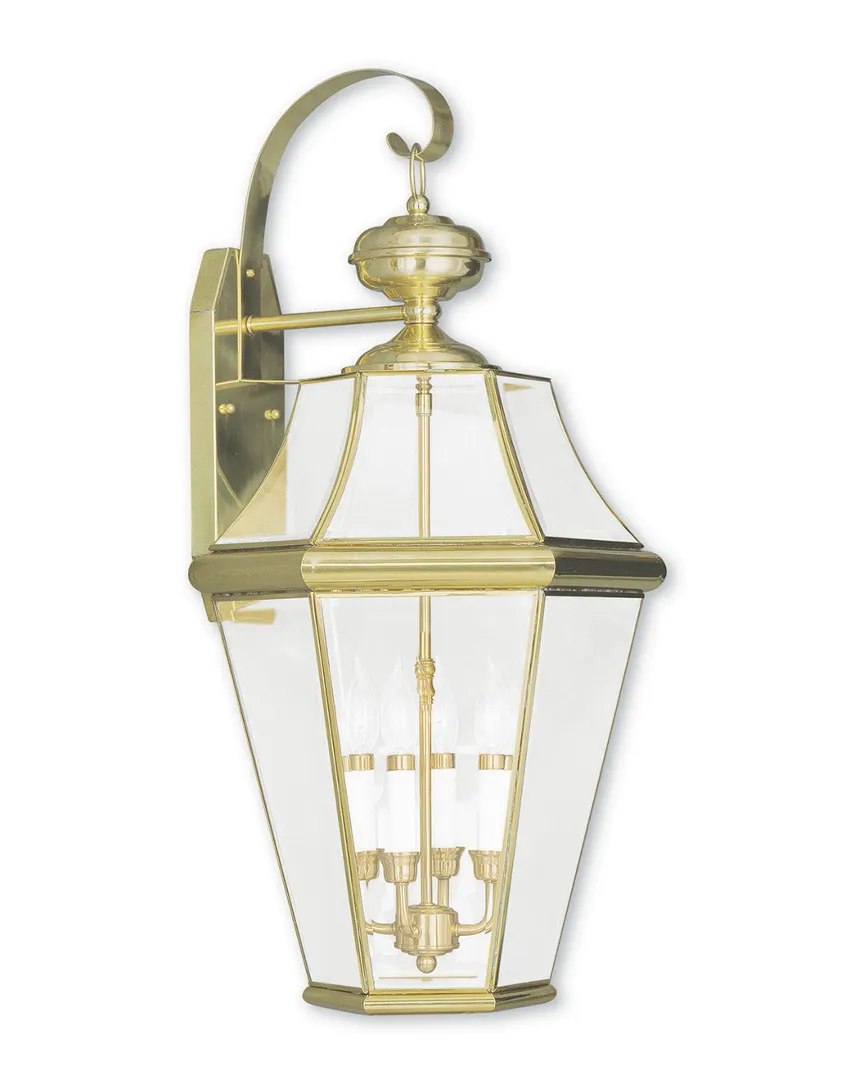 Georgetown 4-Light Outdoor Wall Lantern - Polished Brass