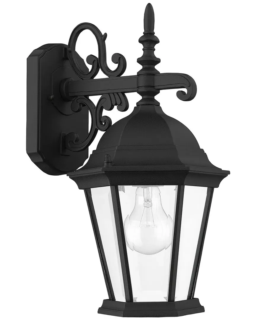 Hamilton 1-Light Small Outdoor Wall Lantern - Black, Aluminum