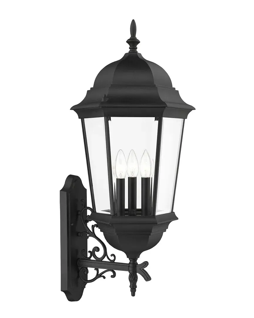 Hamilton 3-Light Large Outdoor Wall Lantern - Black, Aluminum