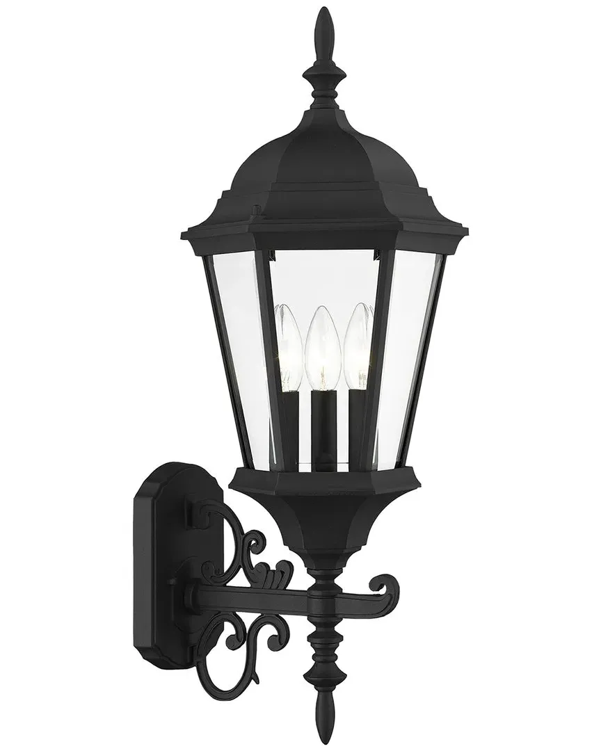 Hamilton 3-Light Medium Outdoor Wall Lantern - Black, Aluminum