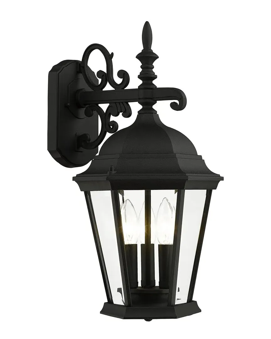 Hamilton 3-Light Medium Outdoor Wall Lantern - Black, Aluminum