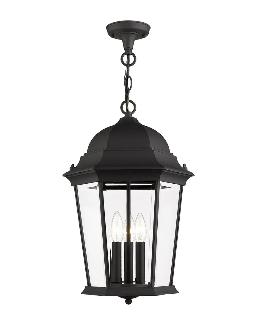 Hamilton 3-Light Outdoor Pendant Lantern - Black, Aluminum