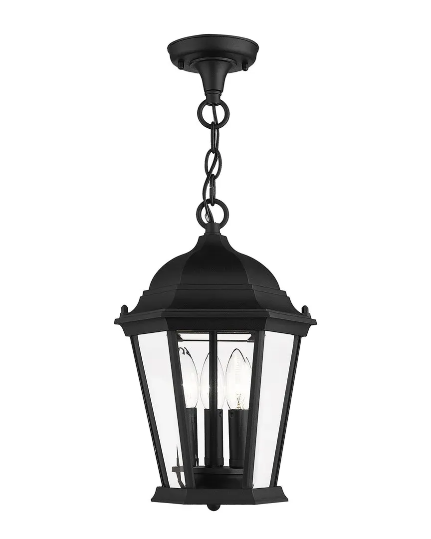 Hamilton 3-Light Outdoor Pendant Lantern - Black, Aluminum image