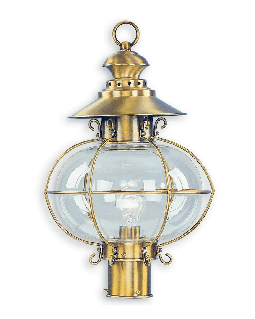 Harbor 1-Light Outdoor Post Lantern - Flemish Brass, Brass