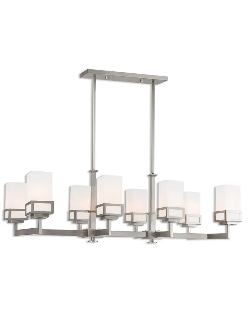 Harding 8 Light Linear Chandelier - Brushed Nickel, Steel