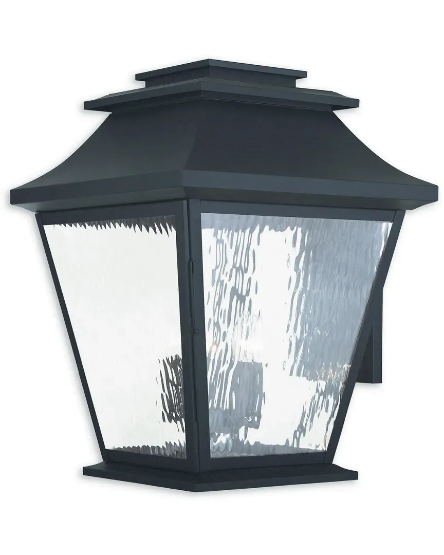Hathaway 5-Light Outdoor Wall Lantern - Black, Brass image