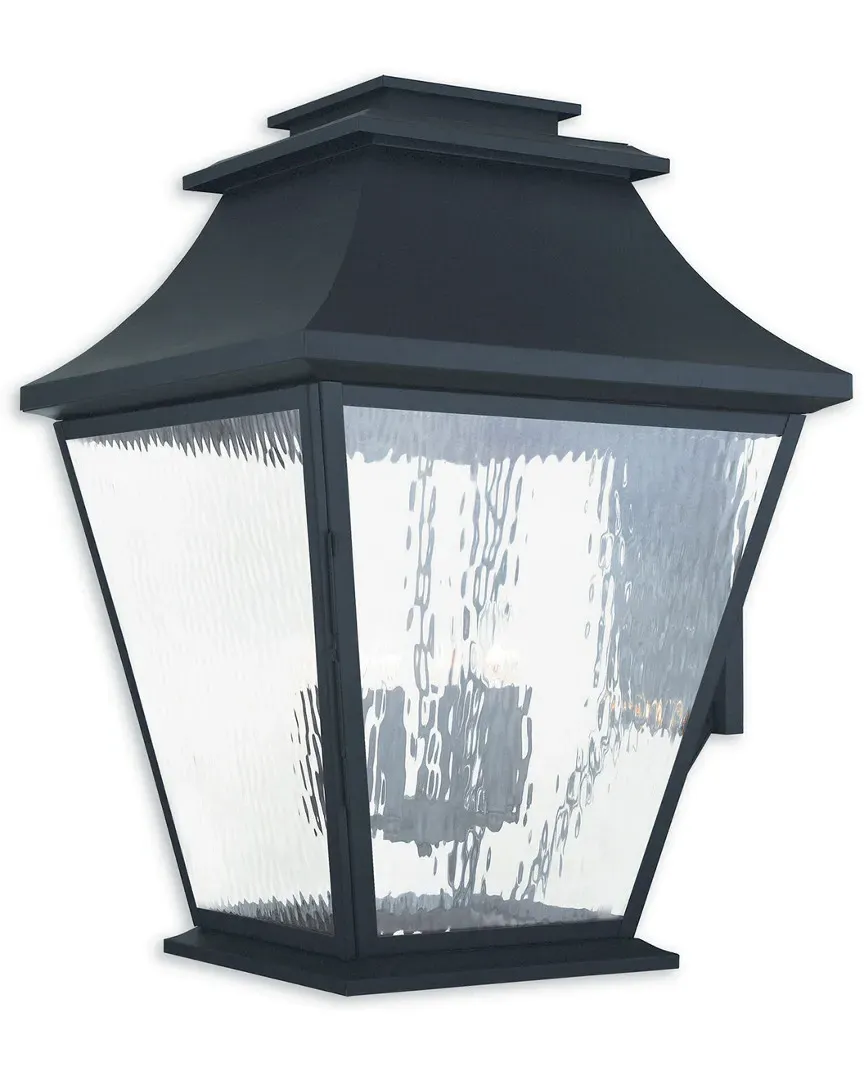 Hathaway 6-Light Outdoor Wall Lantern - Black, Brass image