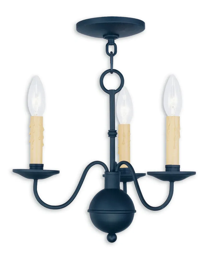 Heritage 3-Light Mini Chandelier - Black, Steel