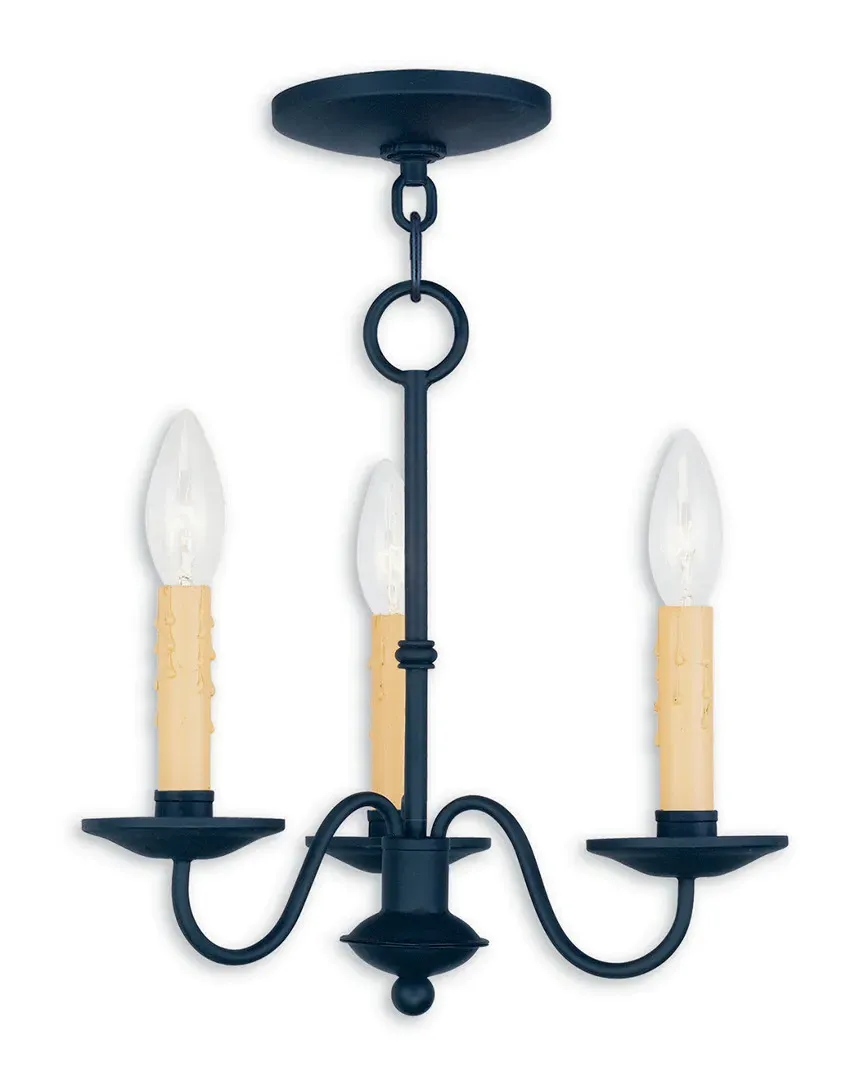 Heritage 3-Light Mini Chandelier - Black, Steel