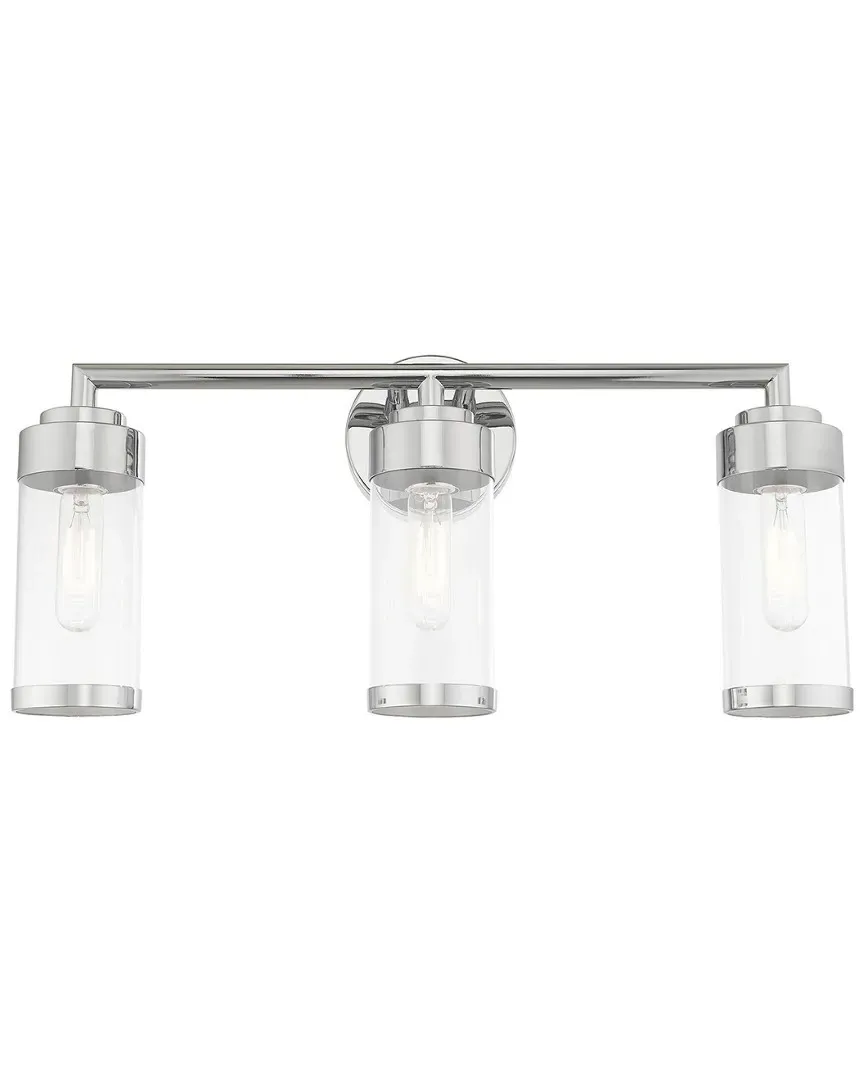 Hillcrest 3 Light Bath Vanity - Polished Chrome, Steel