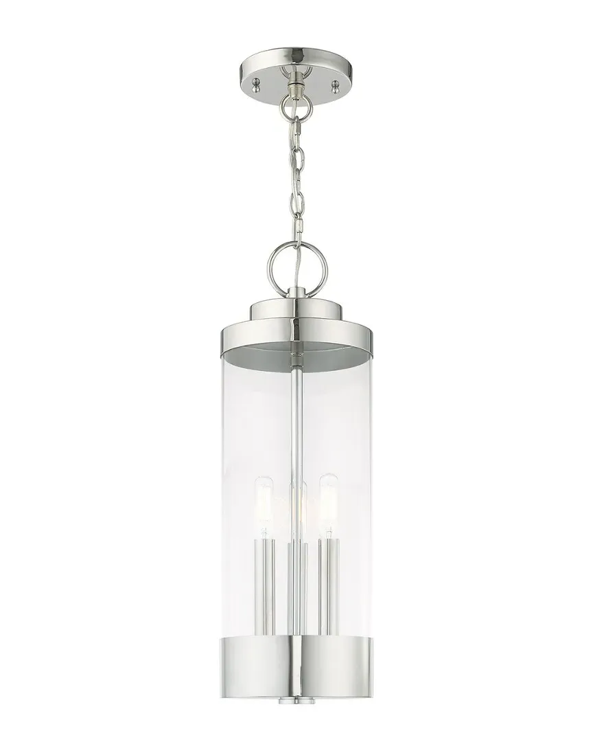 Hillcrest 3 Light Outdoor Pendant Lantern - Polished Chrome