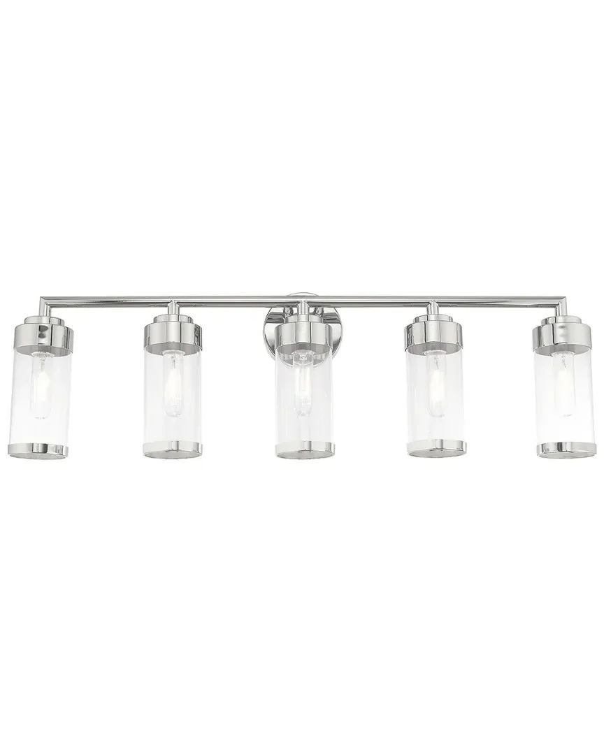 Hillcrest 5 Light Bath Vanity - Polished Chrome, Steel
