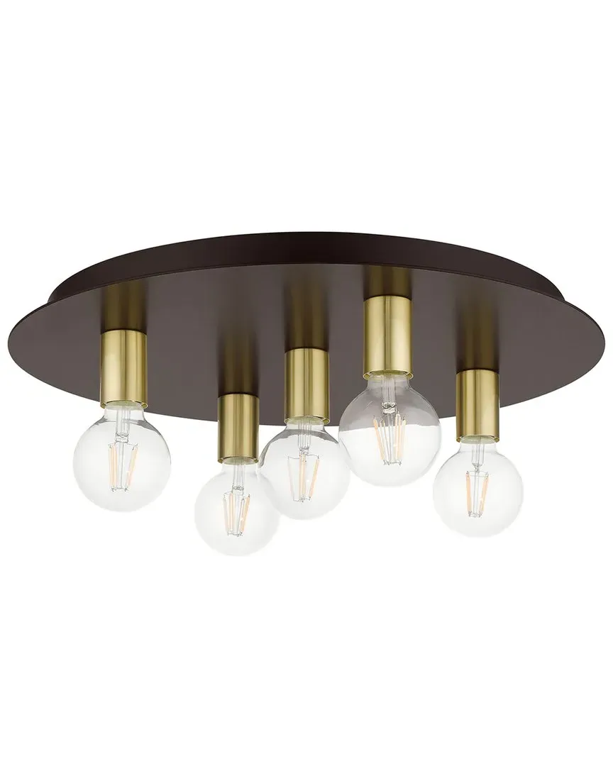 Hillview 5-Light Flush Mount Ceiling Fixture - Bronze, Steel