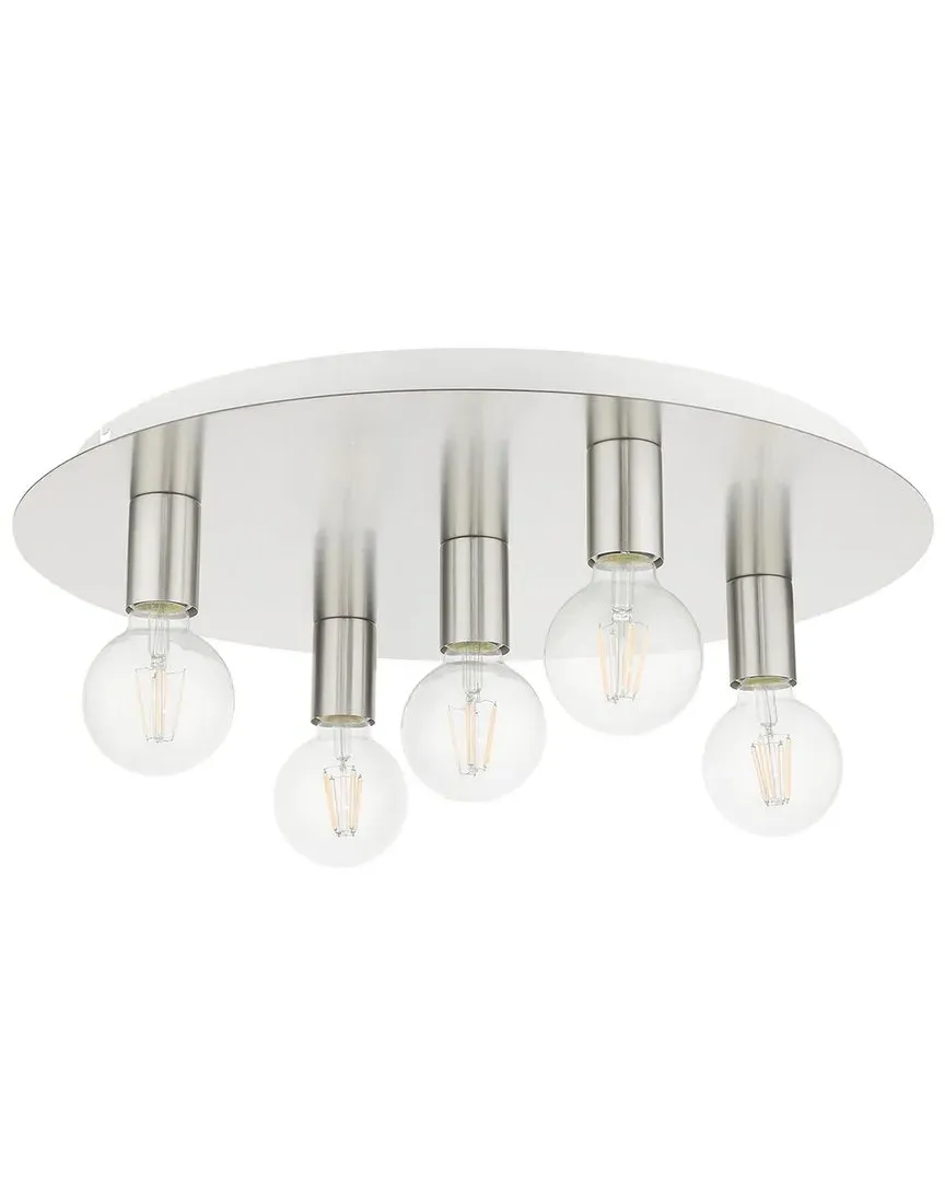 Hillview 5-Light Flush Mount Ceiling Fixture - Brushed Nickel