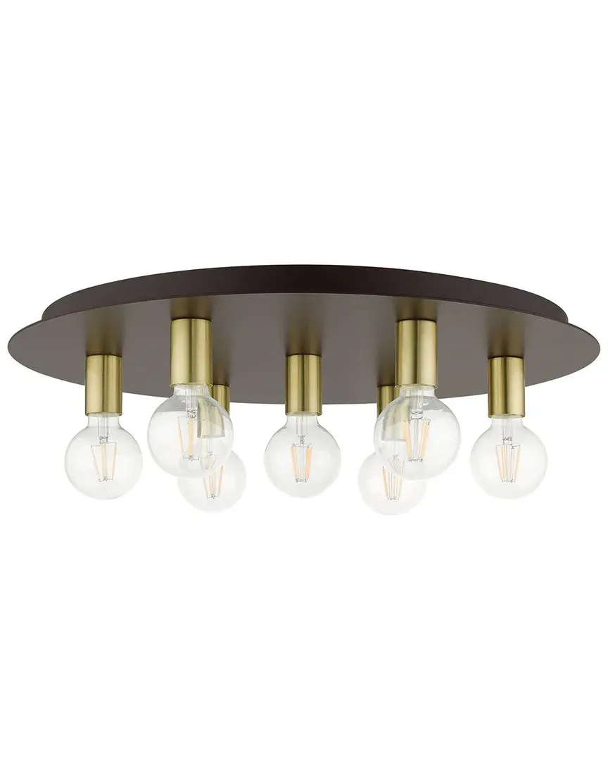 Hillview 7-Light Flush Mount Ceiling Fixture - Bronze, Steel