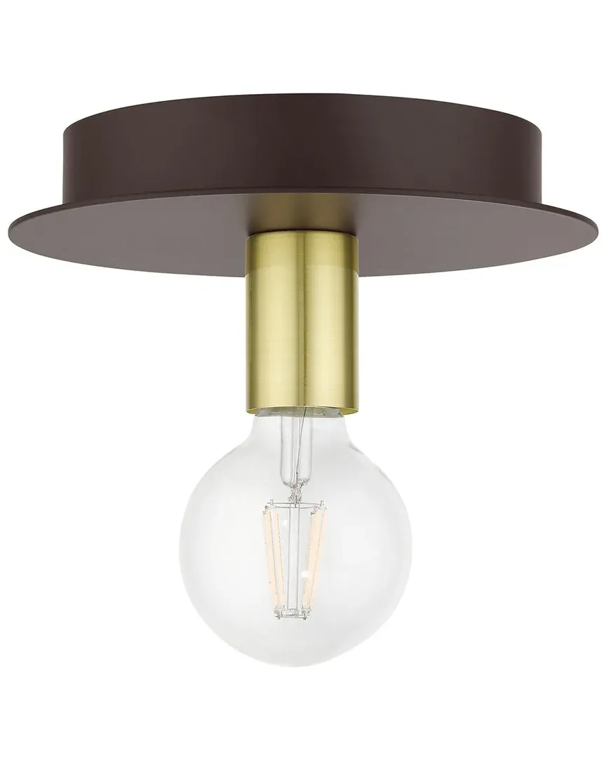 Hillview Single Light Flush Mount Ceiling Fixture - Bronze, Steel image