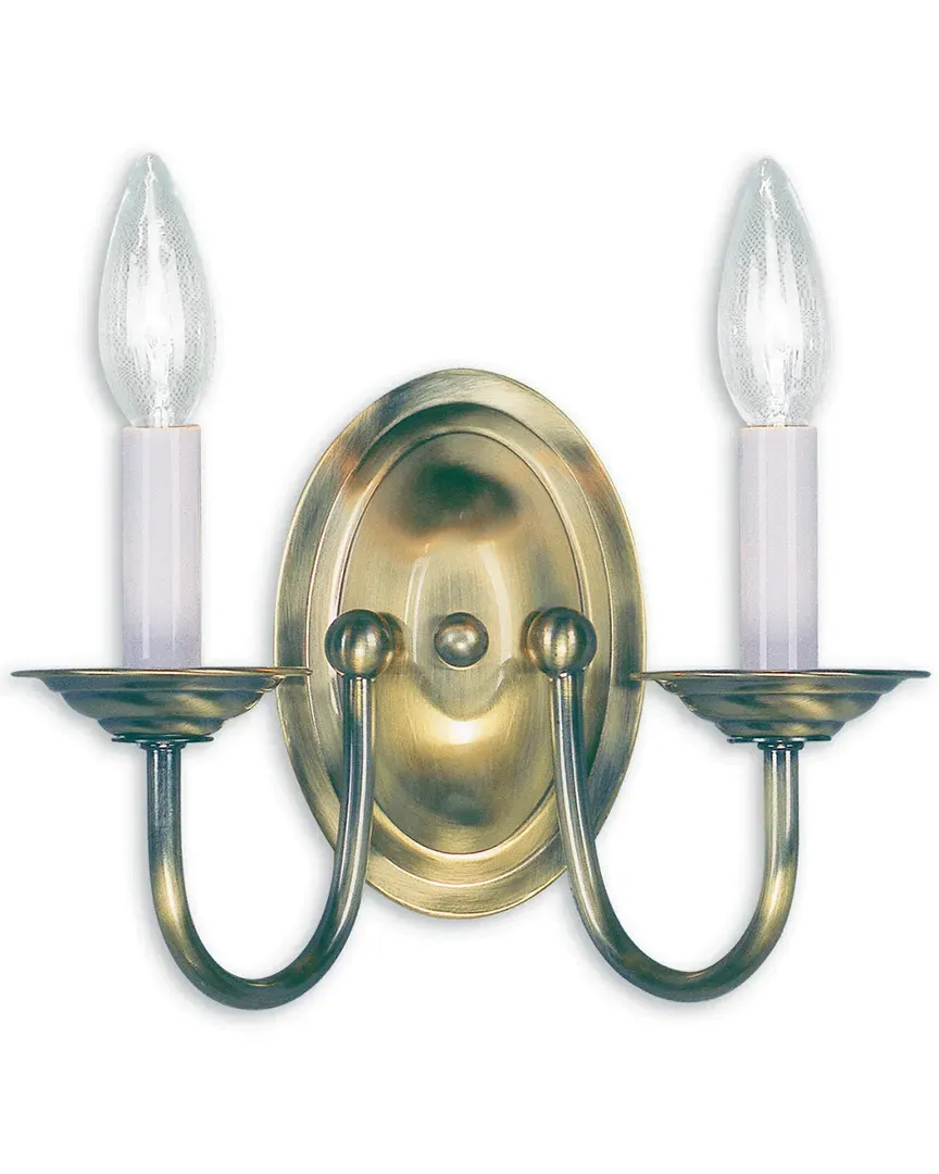 Home Basics 2-Light Wall Sconce - Antique Brass, Steel