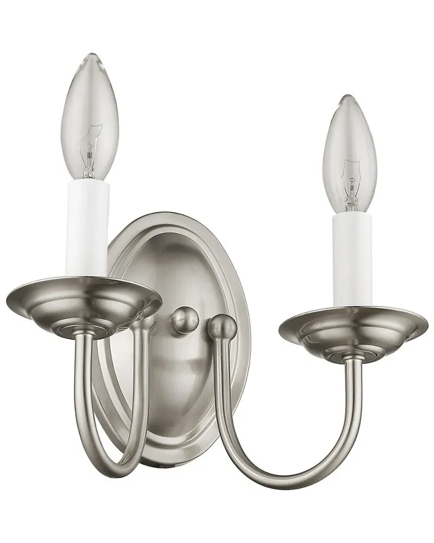 Home Basics 2-Light Wall Sconce - Brushed Nickel, Steel