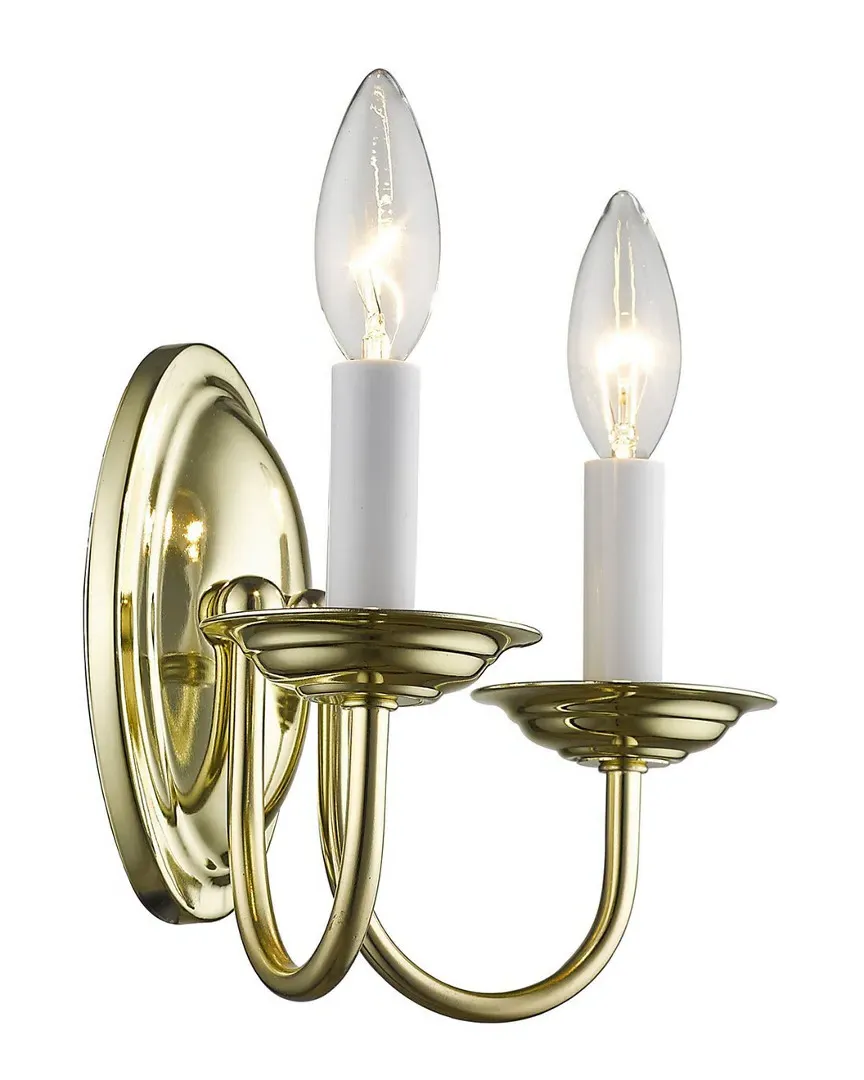 Home Basics 2-Light Wall Sconce - Polished Brass, Steel