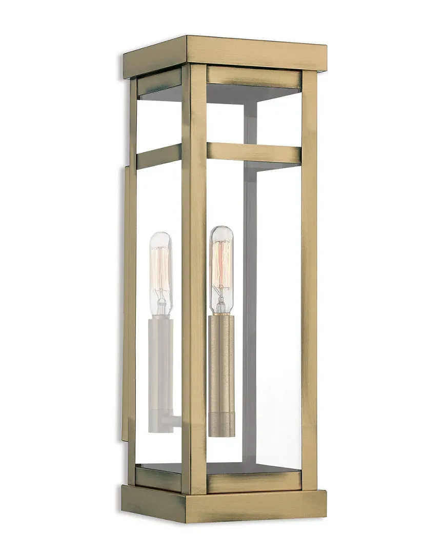 Hopewell 1 Light Outdoor Wall Lantern - Antique Brass