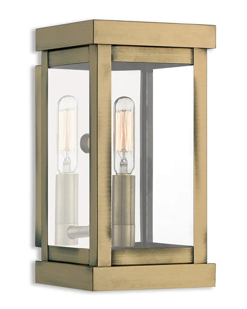 Hopewell 1 Light Outdoor Wall Lantern - Antique Brass