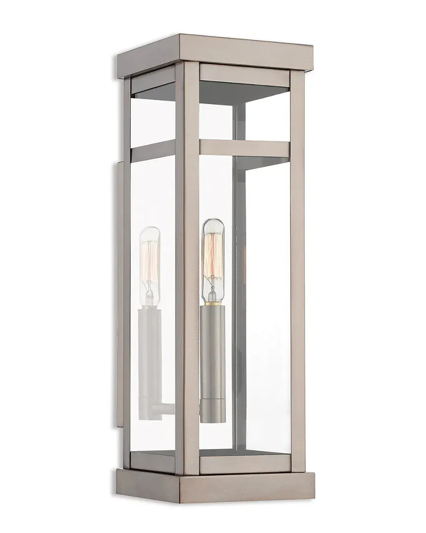 Hopewell 1 Light Outdoor Wall Lantern - Brushed Nickel, Brass
