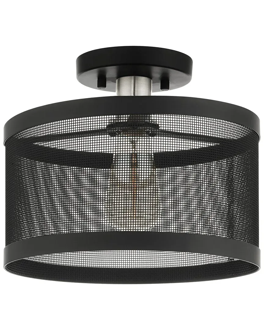 Industro 1-Light Semi Flush Pendant - Black, Steel