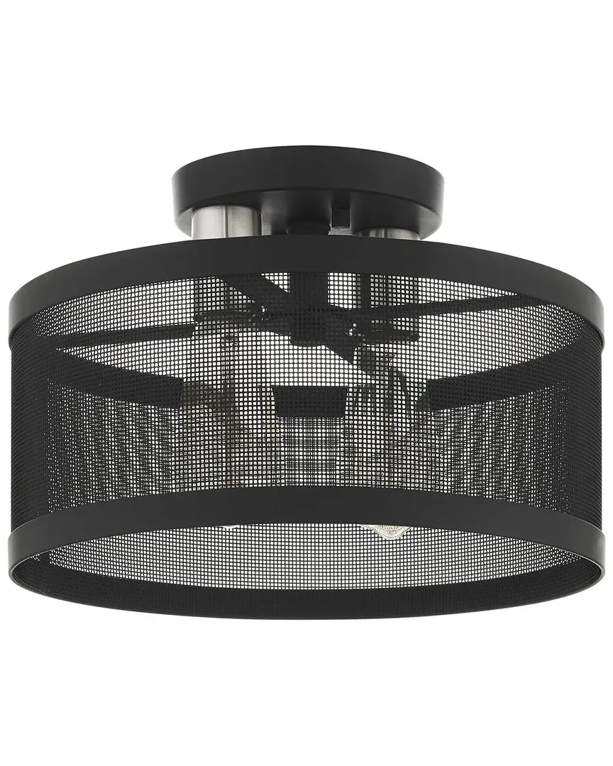 Industro 2-Light Semi Flush Pendant - Black, Steel