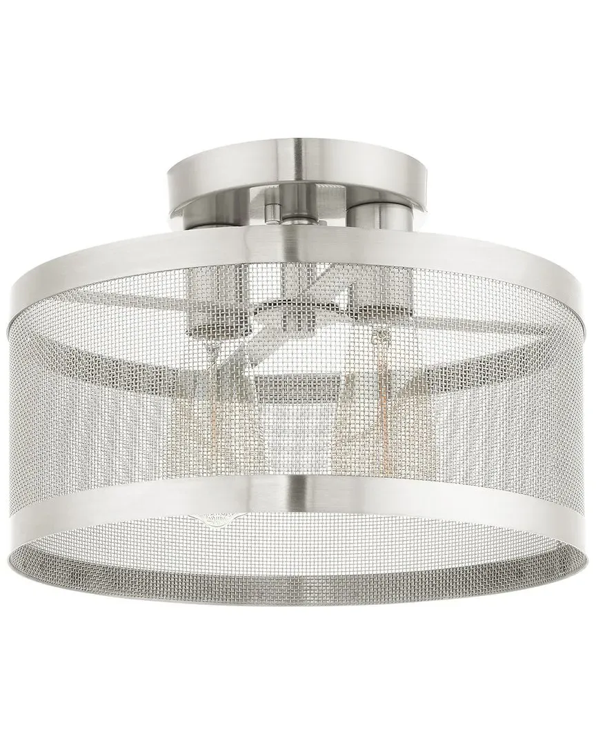 Industro 2-Light Semi Flush Pendant - Brushed Nickel, Steel