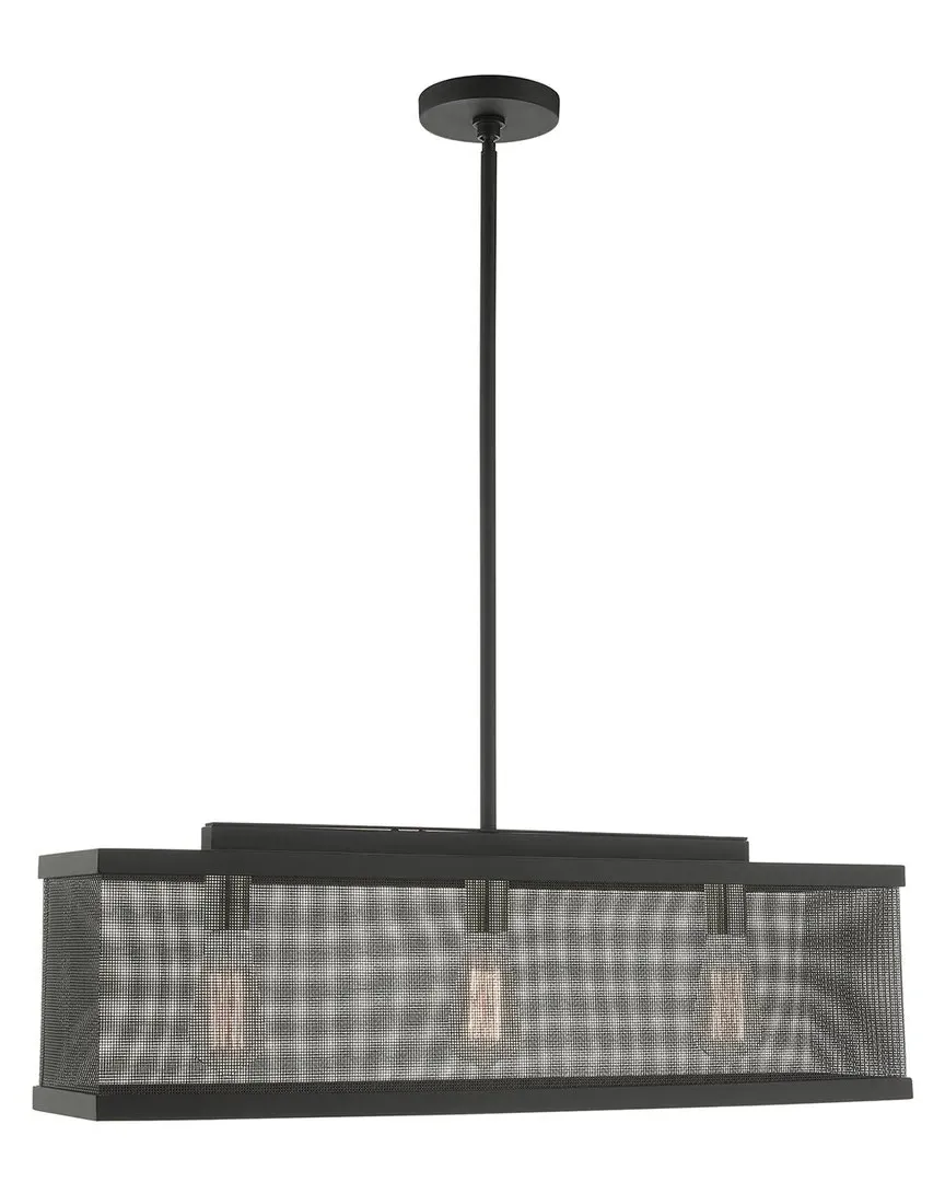 Industro 3-Light Linear Chandelier - Black, Steel