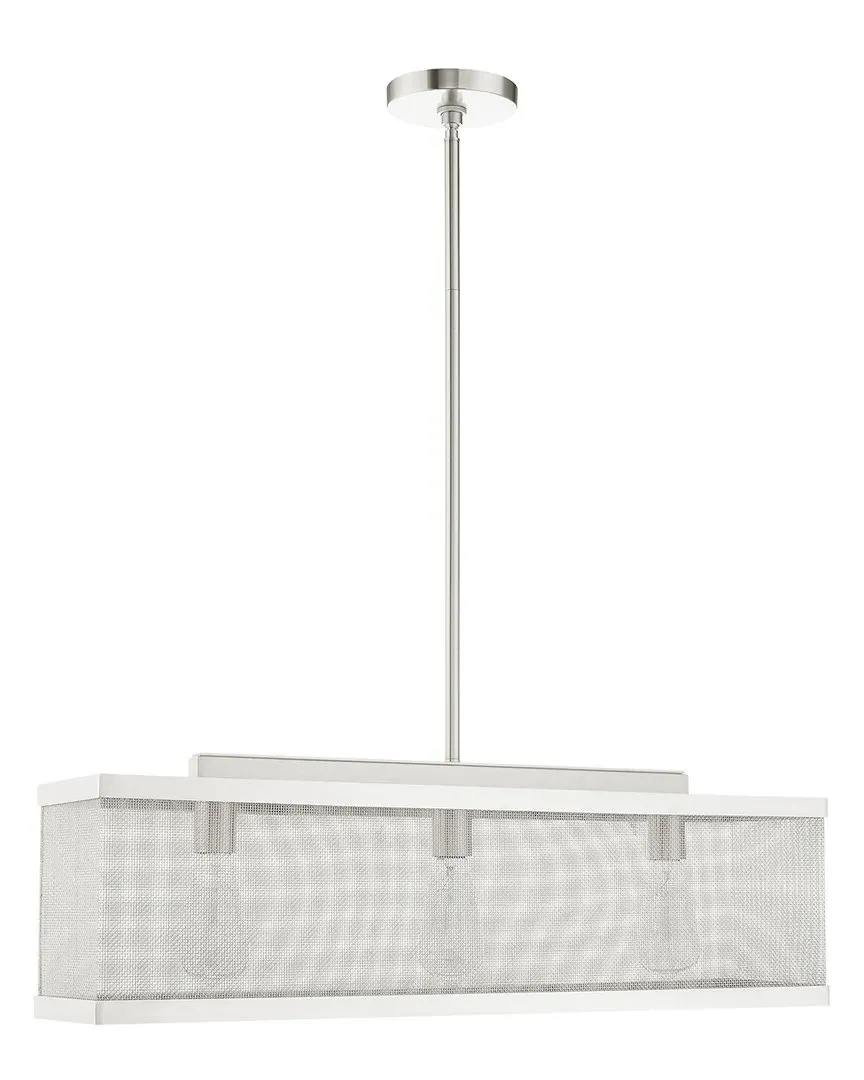 Industro 3-Light Linear Chandelier - Brushed Nickel, Steel