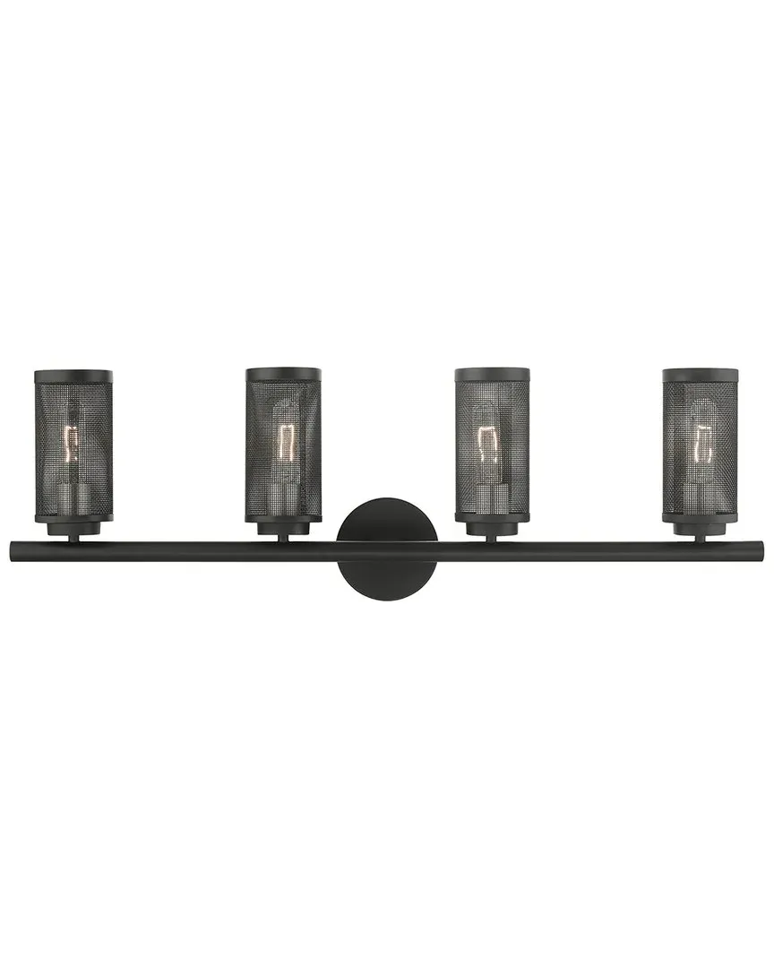 Industro 4-Light Vanity Sconce - Black, Steel