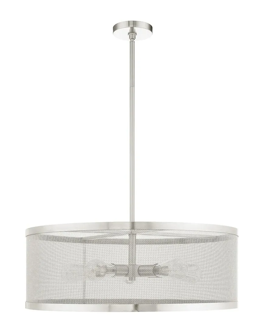 Industro 5-Light Chandelier with Mesh Shade - Brushed Nickel