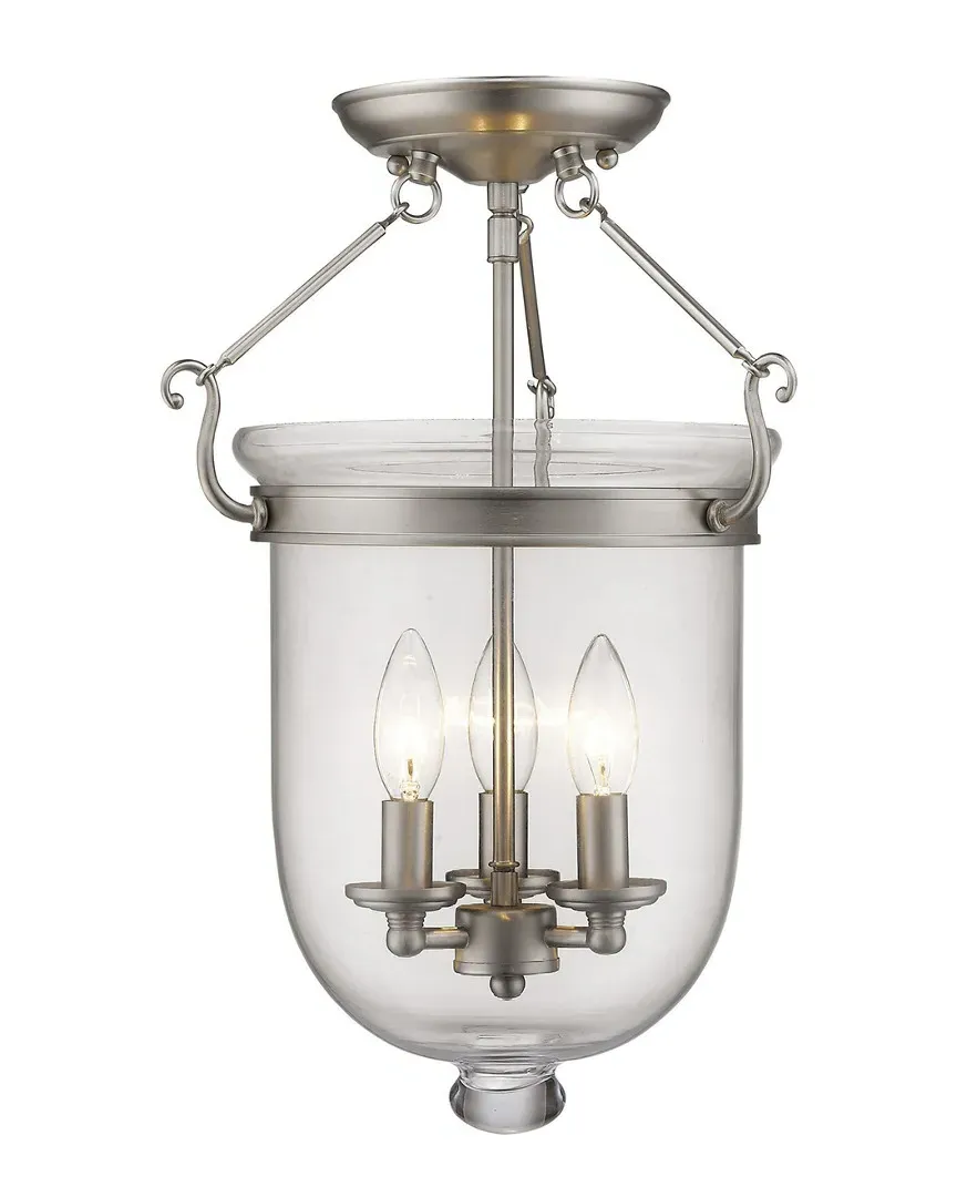 Jefferson 3-Light Ceiling Mount - Brushed Nickel, Steel