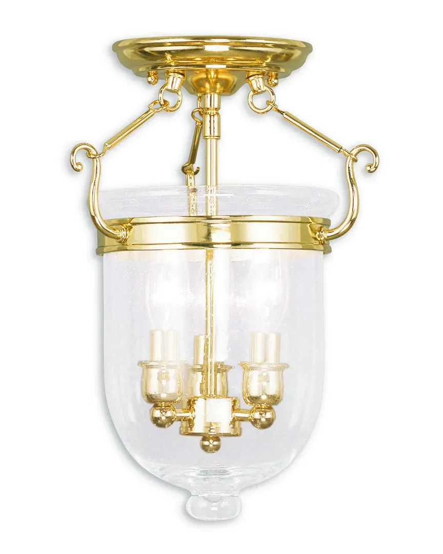 Jefferson 3-Light Ceiling Mount - Polished Brass, Steel