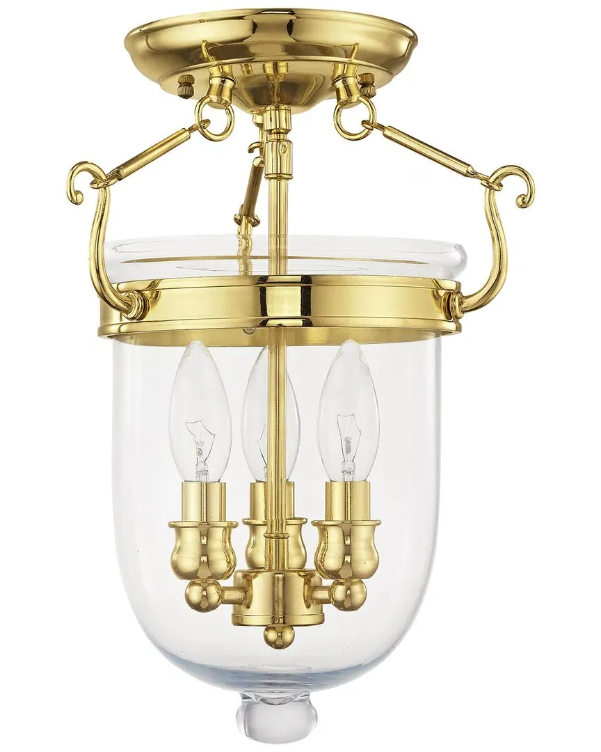Jefferson 3-Light Ceiling Mount - Polished Brass
