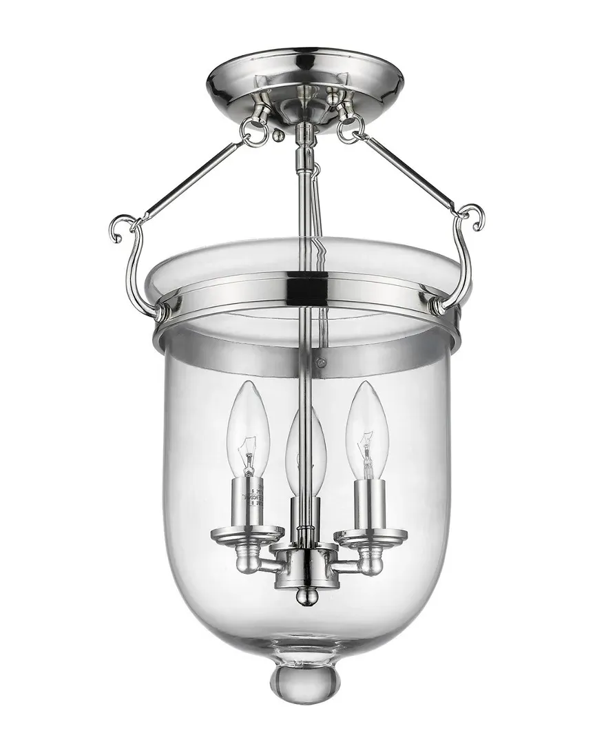 Jefferson 3-Light Ceiling Mount - Polished Nickel, Steel