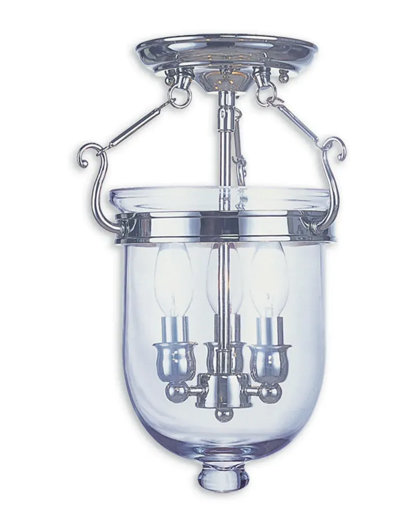 Jefferson 3-Light Ceiling Mount - Polished Nickel, Steel