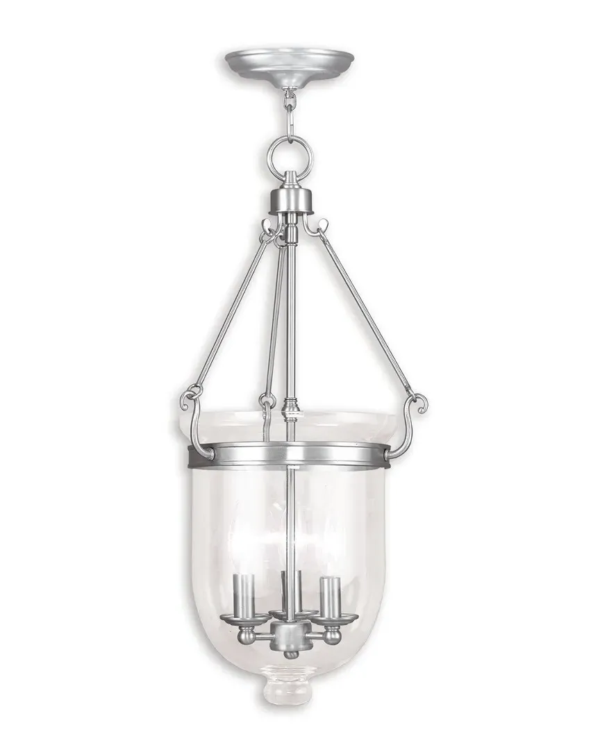 Jefferson 3-Light Chain Lantern - Brushed Nickel, Steel