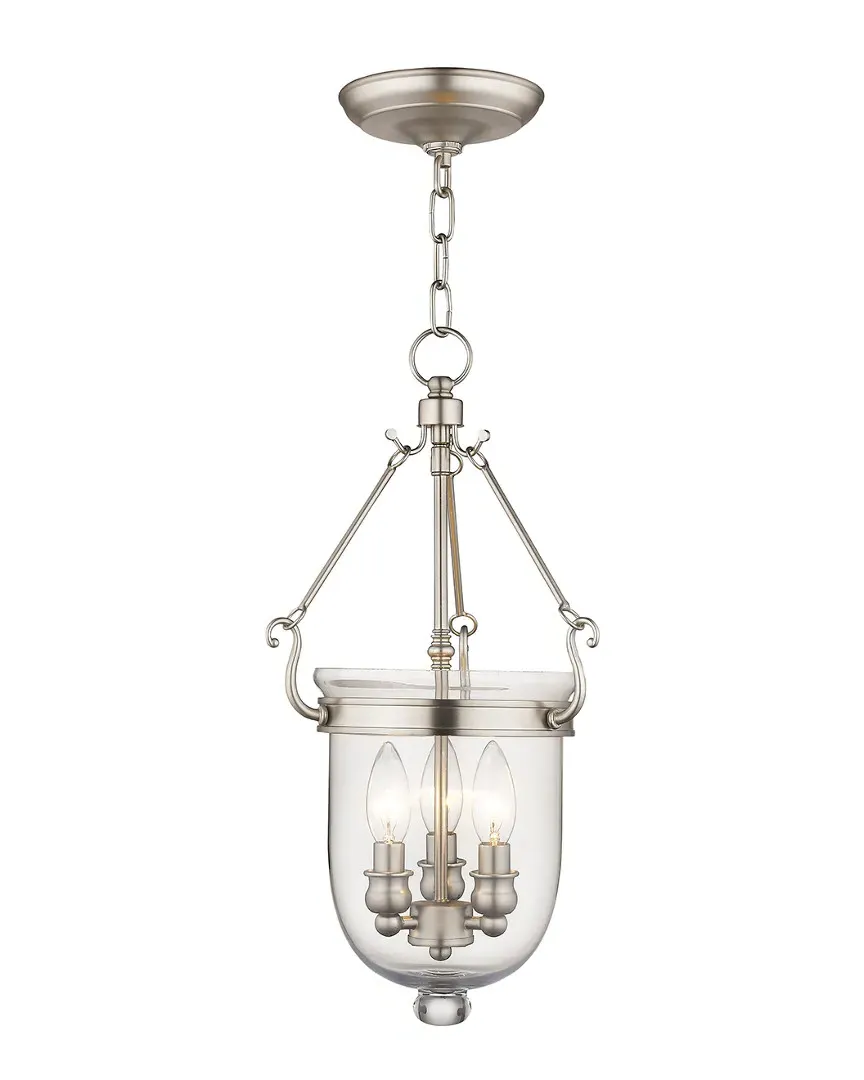 Jefferson 3-Light Chain Lantern - Brushed Nickel, Steel