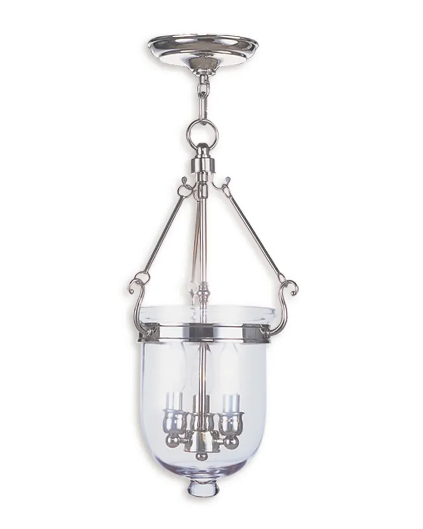 Jefferson 3-Light Chain Lantern - Polished Nickel, Steel