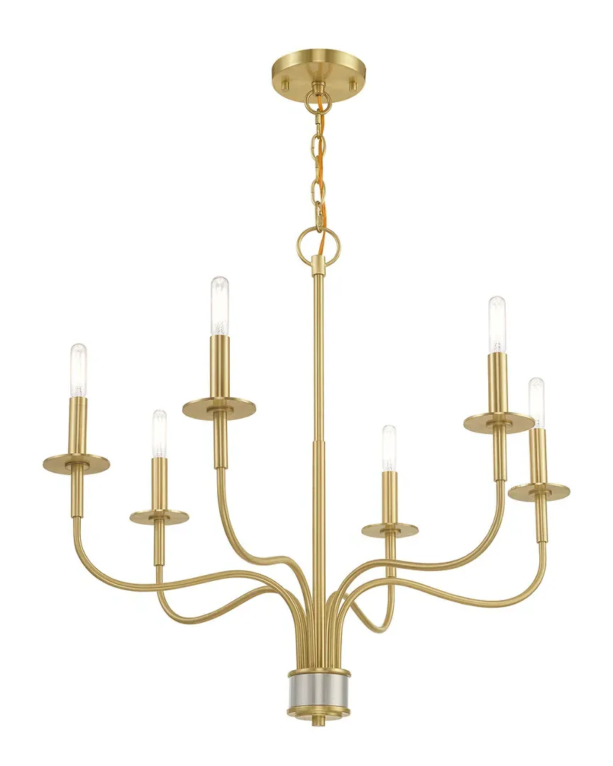 Lisbon 6-Light Chandelier - Satin Brass, Steel