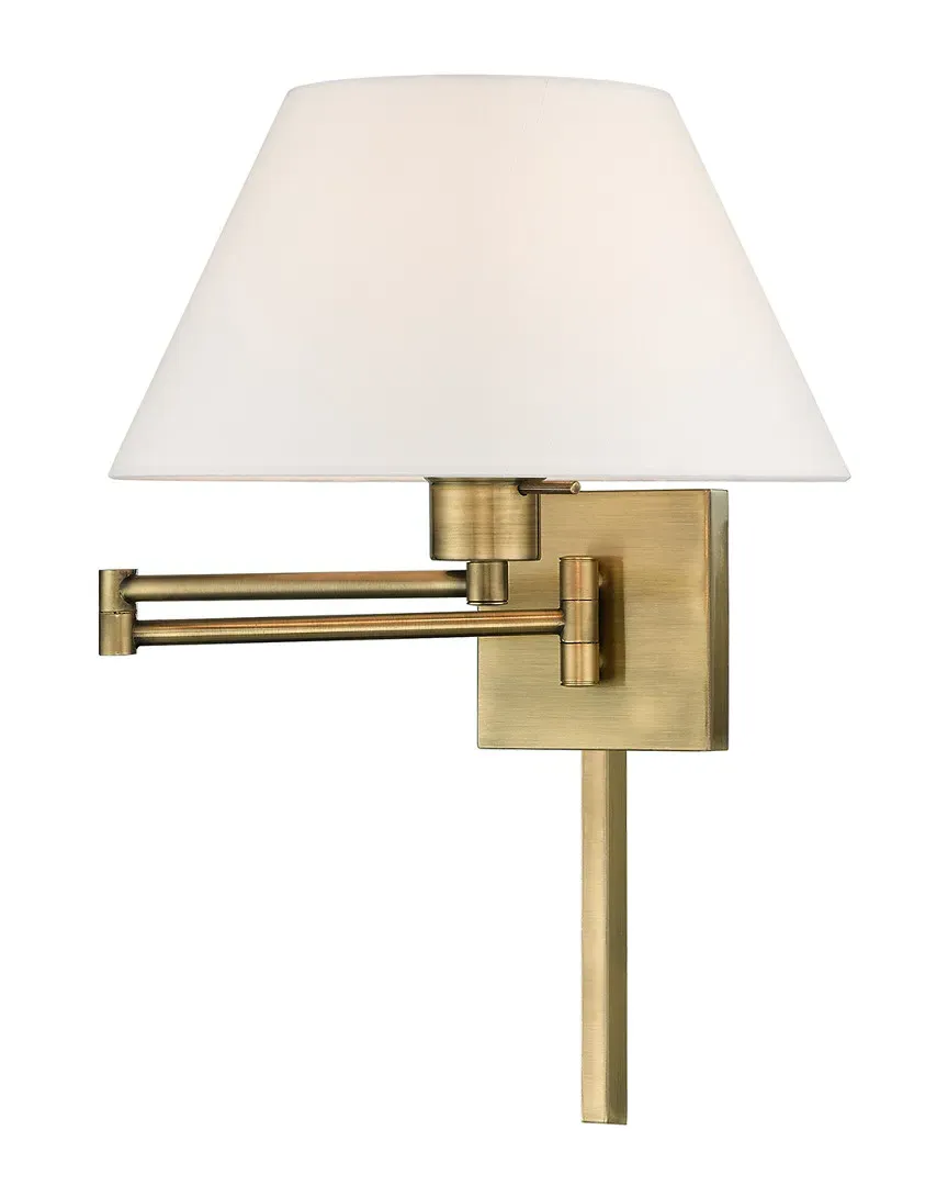 Livex 1 Light Swing Arm Wall Lamp - Antique Brass, Steel